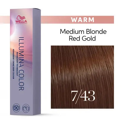 Wella Illumina 7/43 Mellemblond Rødlig Gylden 60 ml