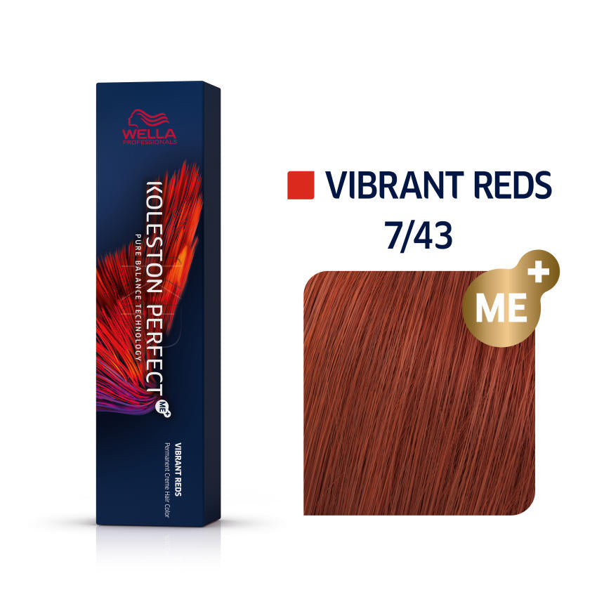 Wella Koleston Perfect Me+ Vibrant Reds 7/43 Medium Red - Gold Blonde